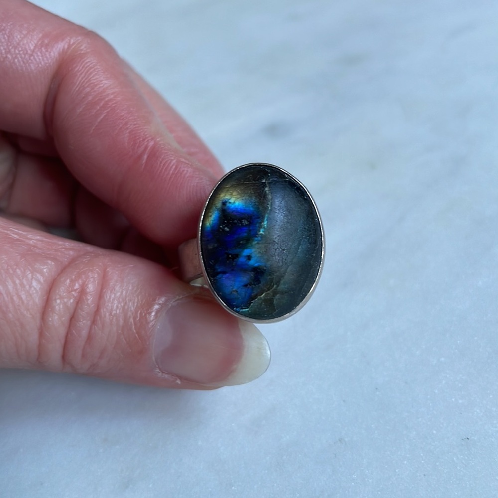 Baroni | Adjustable Silver Labradorite Ring - image 4